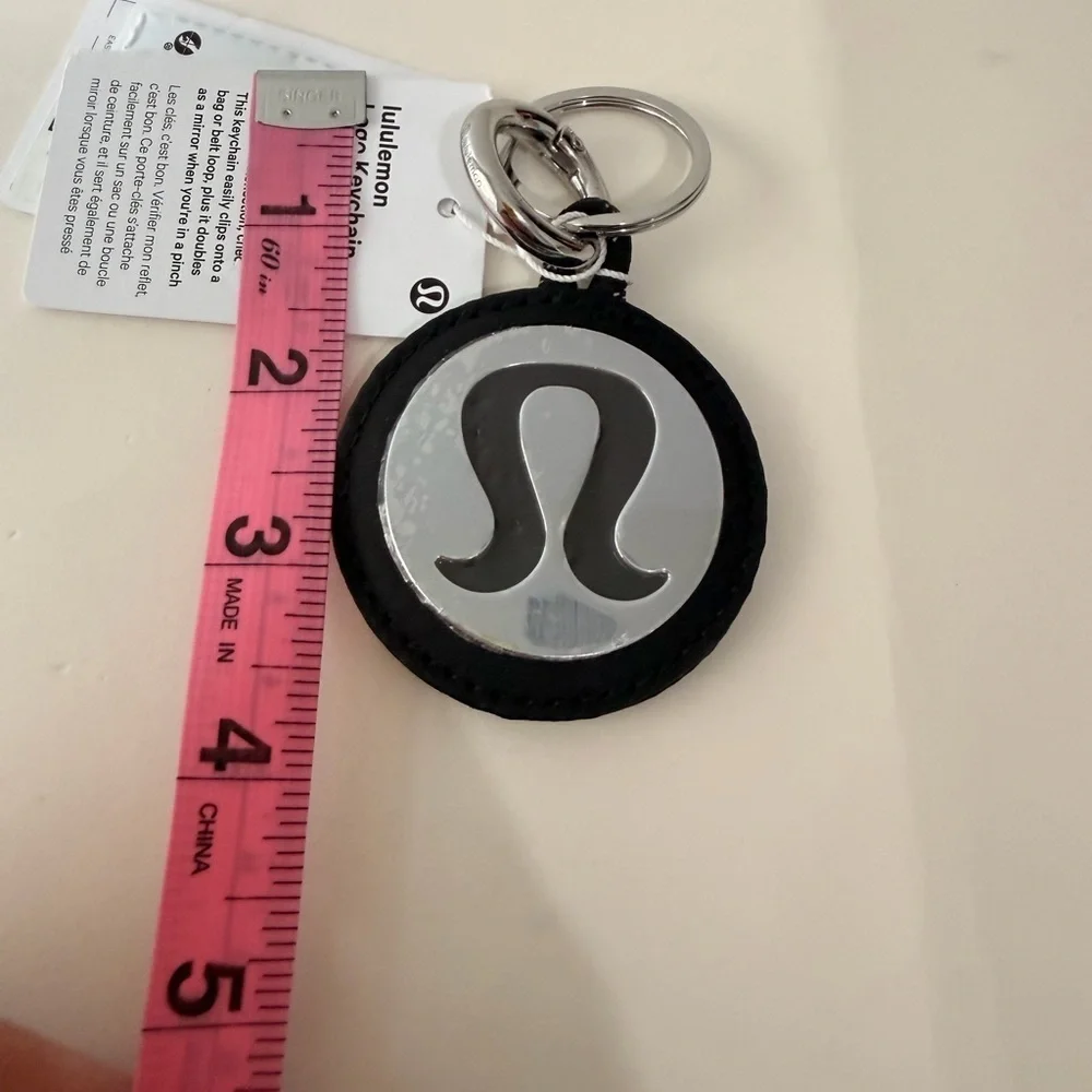 Lululemon Black & Silver Keychain/Bag Charm| Minimal Athleisure Accessory